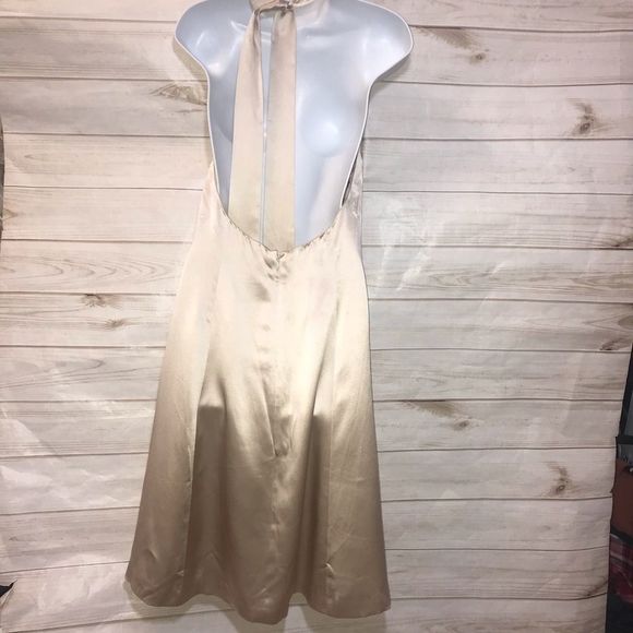 Antonio Gual Beige Silk Halter Dress-Size-10 - Picture 8 of 8